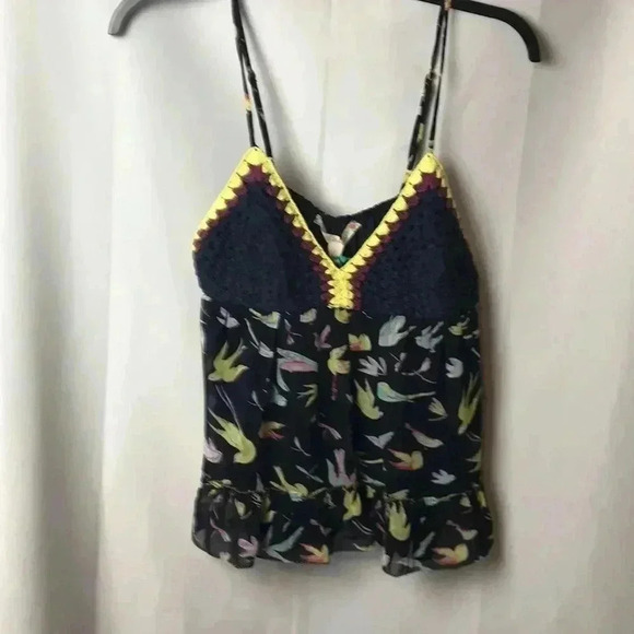 CHELSEA& VIOLET WO SZ LG CROCHET BODICE SHEER TOP - Picture 2 of 14